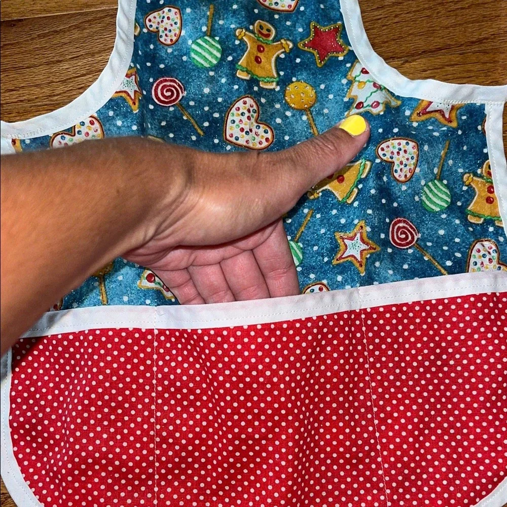 Gingerbread Pattern Kids Bib with Red Accents